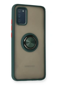 Samsung Galaxy A02S Kılıf Montreal Yüzüklü Silikon Kapak - Yeşil