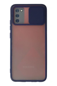 Samsung Galaxy A02S Kılıf Palm Buzlu Kamera Sürgülü Silikon - Lacivert