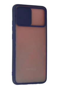 Samsung Galaxy A02S Kılıf Palm Buzlu Kamera Sürgülü Silikon - Lacivert