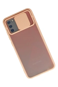Samsung Galaxy A02S Kılıf Palm Buzlu Kamera Sürgülü Silikon - Pembe