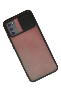 Samsung Galaxy A02S Kılıf Palm Buzlu Kamera Sürgülü Silikon - Siyah