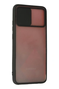 Samsung Galaxy A02S Kılıf Palm Buzlu Kamera Sürgülü Silikon - Siyah