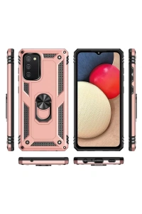 Samsung Galaxy A02S Kılıf Sofya Yüzüklü Silikon Kapak - Rose