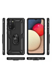 Samsung Galaxy A02S Kılıf Sofya Yüzüklü Silikon Kapak - Siyah