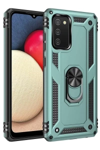 Samsung Galaxy A02S Kılıf Sofya Yüzüklü Silikon Kapak - Yeşil