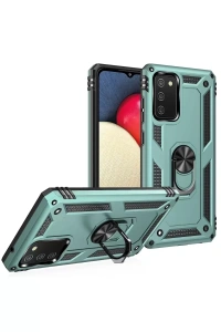 Samsung Galaxy A02S Kılıf Sofya Yüzüklü Silikon Kapak - Yeşil