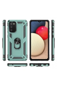 Samsung Galaxy A02S Kılıf Sofya Yüzüklü Silikon Kapak - Yeşil