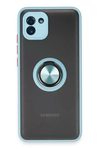 Samsung Galaxy A03 Kılıf Montreal Yüzüklü Silikon Kapak - Buz Mavi