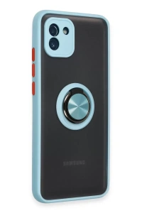 Samsung Galaxy A03 Kılıf Montreal Yüzüklü Silikon Kapak - Buz Mavi