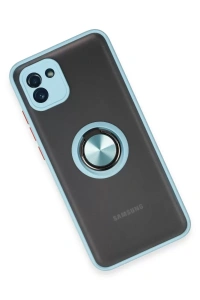 Samsung Galaxy A03 Kılıf Montreal Yüzüklü Silikon Kapak - Buz Mavi