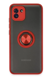 Samsung Galaxy A03 Kılıf Montreal Yüzüklü Silikon Kapak - Kırmızı