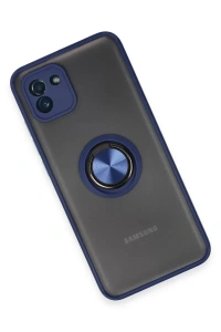 Samsung Galaxy A03 Kılıf Montreal Yüzüklü Silikon Kapak - Lacivert