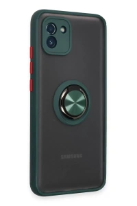 Samsung Galaxy A03 Kılıf Montreal Yüzüklü Silikon Kapak - Yeşil
