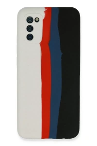 Samsung Galaxy A03S Kılıf Ebruli Lansman Silikon - Beyaz-Siyah