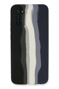 Samsung Galaxy A03S Kılıf Ebruli Lansman Silikon - Siyah-Lacivert