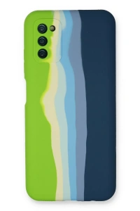 Samsung Galaxy A03S Kılıf Ebruli Lansman Silikon - Yeşil-Koyu Yeşil