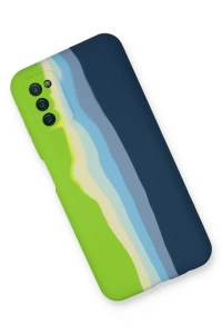 Samsung Galaxy A03S Kılıf Ebruli Lansman Silikon - Yeşil-Koyu Yeşil