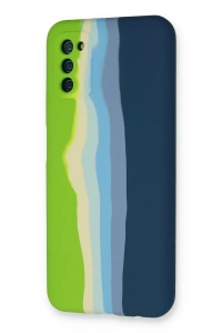 Samsung Galaxy A03S Kılıf Ebruli Lansman Silikon - Yeşil-Koyu Yeşil