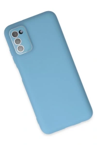 Samsung Galaxy A03S Kılıf Lansman Glass Kapak - Mavi