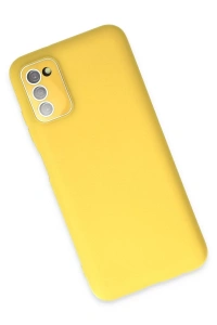 Samsung Galaxy A03S Kılıf Lansman Glass Kapak - Sarı