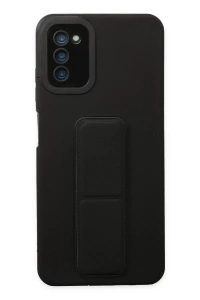 Samsung Galaxy A03S Kılıf Mega Standlı Silikon - Siyah