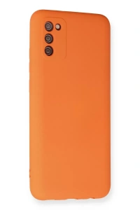 Samsung Galaxy A03S Kılıf Nano içi Kadife Silikon - Turuncu