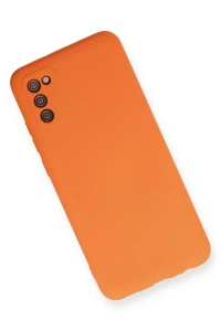 Samsung Galaxy A03S Kılıf Nano içi Kadife Silikon - Turuncu
