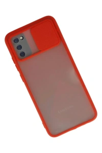 Samsung Galaxy A03S Kılıf Palm Buzlu Kamera Sürgülü Silikon - Kırmızı