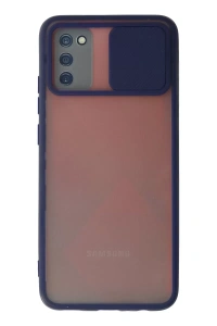 Samsung Galaxy A03S Kılıf Palm Buzlu Kamera Sürgülü Silikon - Lacivert