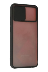 Samsung Galaxy A03S Kılıf Palm Buzlu Kamera Sürgülü Silikon - Siyah
