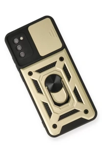 Samsung Galaxy A03S Kılıf Pars Lens Yüzüklü Silikon - Gold