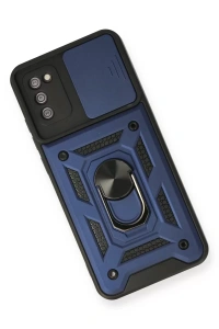 Samsung Galaxy A03S Kılıf Pars Lens Yüzüklü Silikon - Lacivert