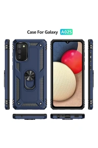 Samsung Galaxy A03S Kılıf Sofya Yüzüklü Silikon Kapak - Lacivert