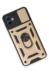 Samsung Galaxy A04E Kılıf Pars Lens Yüzüklü Silikon - Gold