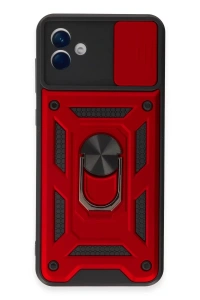 Samsung Galaxy A04E Kılıf Pars Lens Yüzüklü Silikon - Kırmızı
