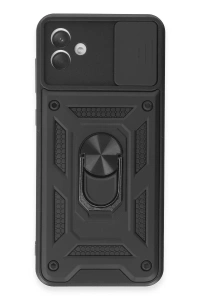 Samsung Galaxy A04E Kılıf Pars Lens Yüzüklü Silikon - Siyah