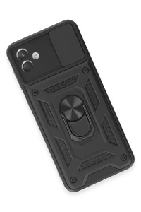 Samsung Galaxy A04E Kılıf Pars Lens Yüzüklü Silikon - Siyah