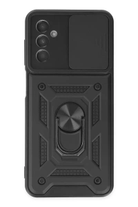 Samsung Galaxy A04S Kılıf Pars Lens Yüzüklü Silikon - Siyah