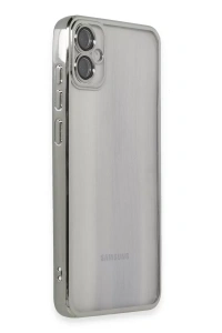 Samsung Galaxy A05 Kılıf Lensli Silikon - Gümüş