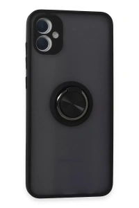 Samsung Galaxy A05 Kılıf Montreal Yüzüklü Silikon Kapak - Siyah