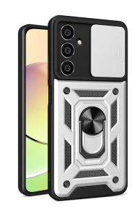 Samsung Galaxy A05 Kılıf Pars Lens Yüzüklü Silikon - Gümüş