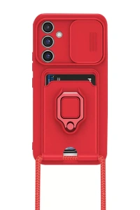 Samsung Galaxy A05S Kılıf Zuma Kartvizitli Yüzüklü Silikon - Kırmızı