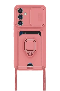 Samsung Galaxy A05S Kılıf Zuma Kartvizitli Yüzüklü Silikon - Pembe
