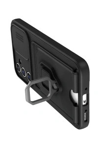 Samsung Galaxy A05S Kılıf Zuma Kartvizitli Yüzüklü Silikon - Siyah