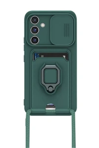 Samsung Galaxy A05S Kılıf Zuma Kartvizitli Yüzüklü Silikon - Yeşil