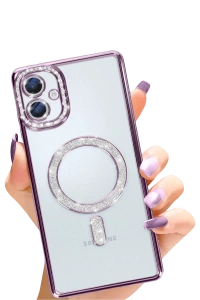 Samsung Galaxy A06 Joke Simli Magneticsafe Kılıf - Derin Mor