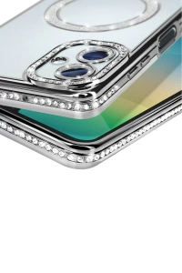 Samsung Galaxy A06 Joke Simli Magneticsafe Kılıf - Gümüş