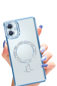 Samsung Galaxy A06 Joke Simli Magneticsafe Kılıf - Mavi