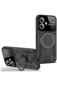 Samsung Galaxy A06 Kılıf Joy Lens Standlı Kapak - Siyah
