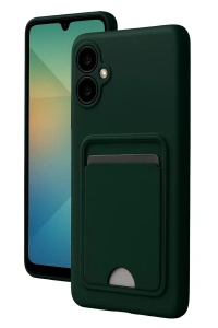 Samsung Galaxy A06 Kılıf Kelvin Kartvizitli Silikon - Koyu Yeşil